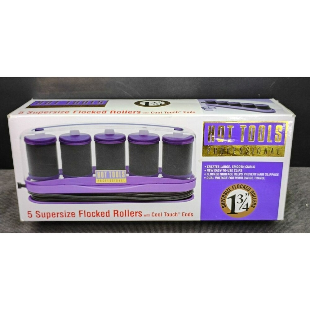 Hot Tools 5 Supersize 1 3/4" Flocked Rollers w/ 4 Clips HT-1357  Dual Voltage